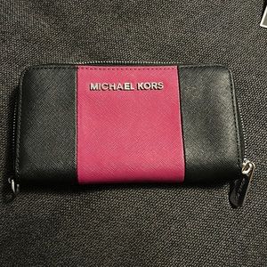 Michael Kors pink and black wallet